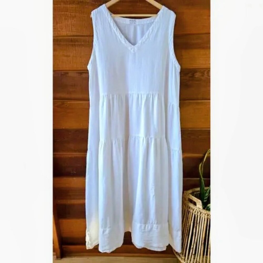 CP Shades + Garnet Hill Gia White Linen Tiered Maxi XL